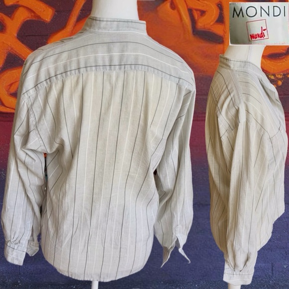 Mondi Women's Light Gray Striped button-down shirt - Picture 7 of 10